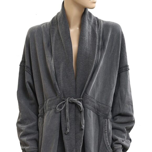 Free People Boothbay Sweatshirt Jacket Cardi Top Ventilated Oversized XS 283679 - Picture 6 of 9